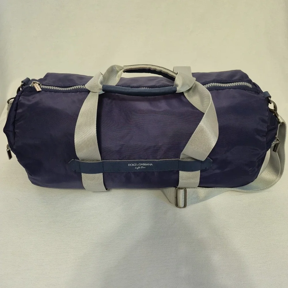 Dolce & Gabbana Navy Blue Medium Sz Heavy Nylon Duffle Bag Large Zipper